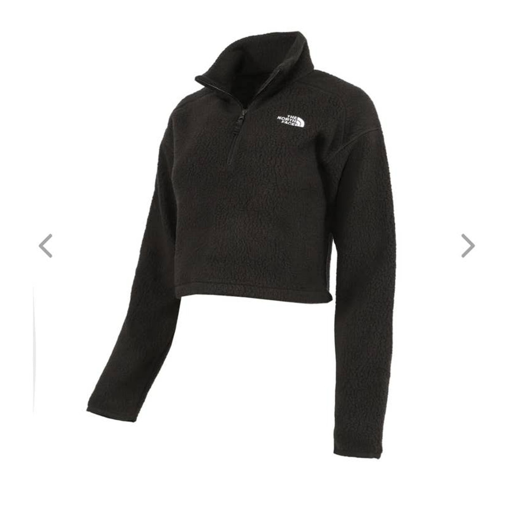 NEW The North Face TNF Cropped Fleece 1/4 Zip Jacket - LARGE - black - LARGE - Picture 2 of 7